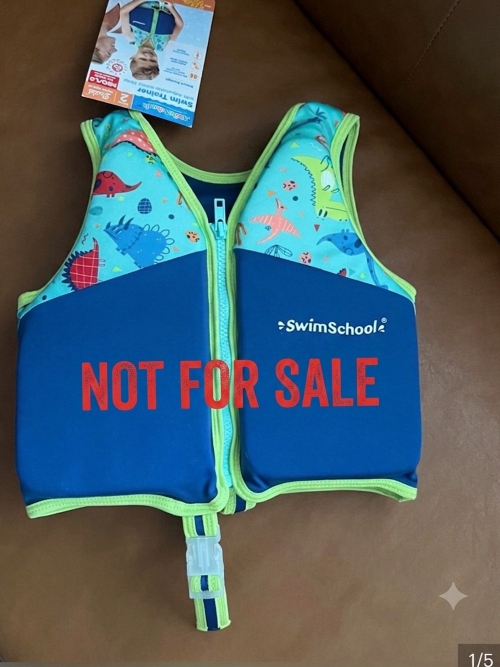 SwimSchool Level 2 Swim Trainer Vest MD/LG 4-6 years, colorful dinosaur print.